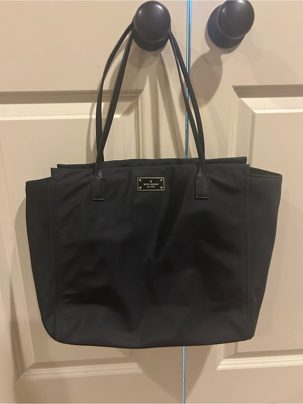 kate spade Black Nylon Tote with Logo Plaque
